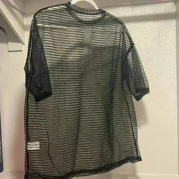 SHEIN Drop Shoulder Striped Mesh Sheer Top - Picture 3 of 4
